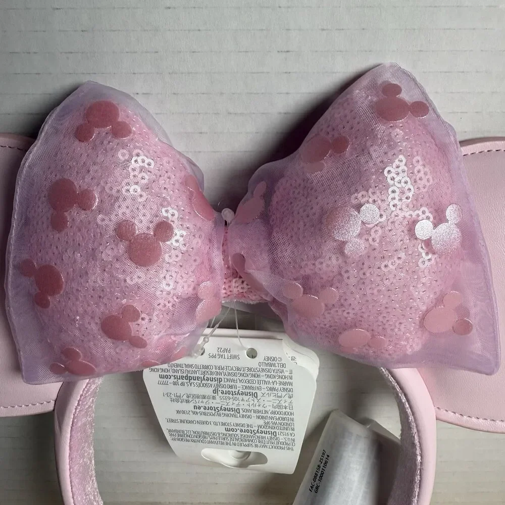 NWT Disney Pink Milk Ears Faux Leather Minnie Mouse Bow Headband VIRAL